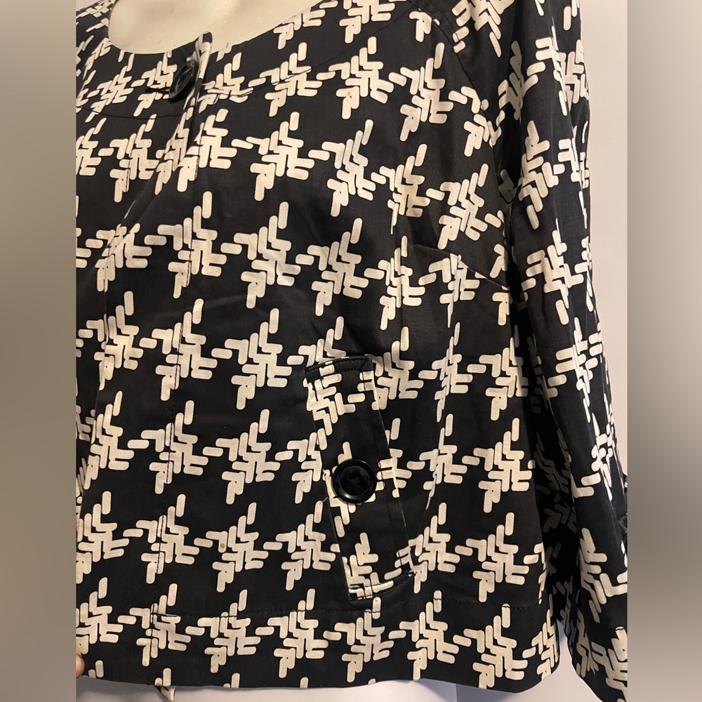 Metrostyle women’s vintage cotton blend black/white houndstooth jacket Size 4 - Picture 7 of 7